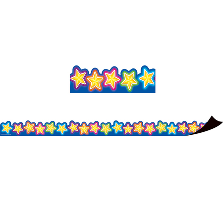 TEACHER CREATED RESOURCES Magnetic Borders, Neon Stars, 24 Feet/Pack, PK3 TCR77128